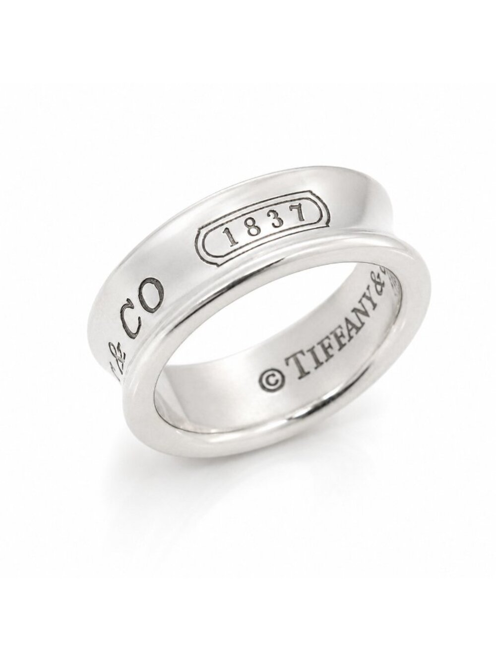 Tiffany & Co. 1837 Concave Ring Sterling Silver 925 Size 5 Men's Unisex Band